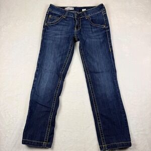 Y2K Red Engine Dark Wash Straight Jeans Stretch Denim Size 30